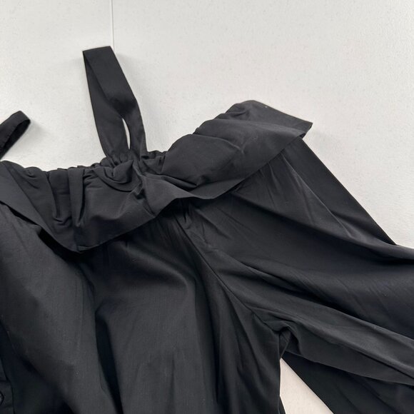 Ann Taylor LOFT Black Off-The-Shoulder Button Front Blouse XXL Milk Maid Peasant - Picture 8 of 11